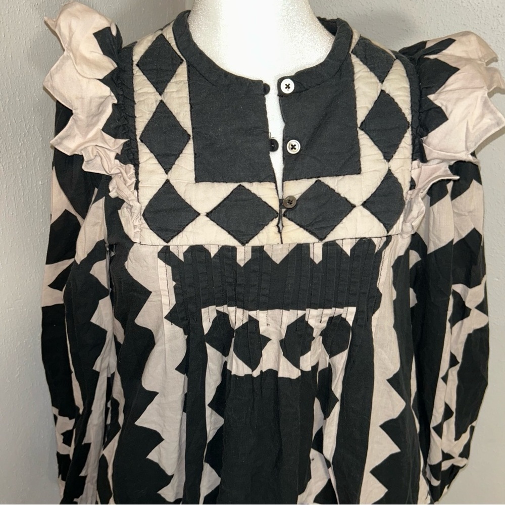 Sea New York Black and Cream Long Sleeve Dress - Picture 3 of 4